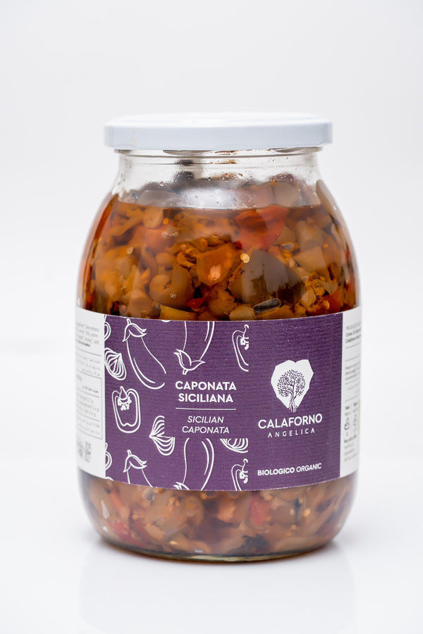Calaforno Angelica Sicilian Caponata organic vegetable mix in glass jar