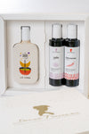 Gourmet olive oil gift set by Donna Francesca including spicy, garlic-infused, and extra virgin oils